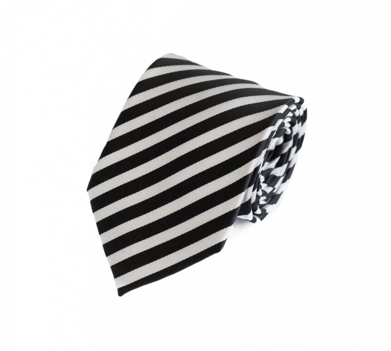 Fabio Farini Krawatte Einstecktücher & Herren Schlips in 8cm (Set, mit Einstecktuch) (25x25cm) Breit (8cm), Schwarz/Weiß von Fabio Farini