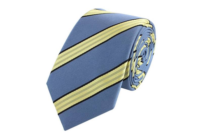 Fabio Farini Krawatte Herren Krawatte Blautöne - verschiedene Blaue Männer Schlips in 6cm (ohne Box, Gestreift) Schmal (6cm), Blau Gelb - Glacier Blue/Creamed Butter/Black von Fabio Farini