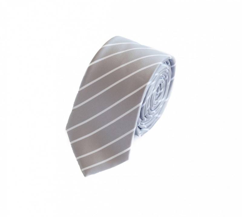 Fabio Farini Krawatte Herren Krawatte Grau - verschiedene Grau Männer Schlips in 6cm (ohne Box, Gestreift) Schmal (6cm), Silber Weiß - Deep Taupe & White von Fabio Farini