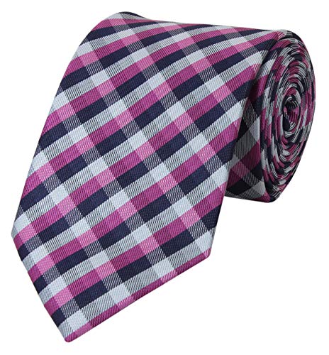 Fabio Farini - Elegante Herren Krawatte kariert in 8cm Breite in verschiedenen Farben - Schlips mit Karomuster Mehrfarbig Magenta Dunkelblau Weiß von Fabio Farini