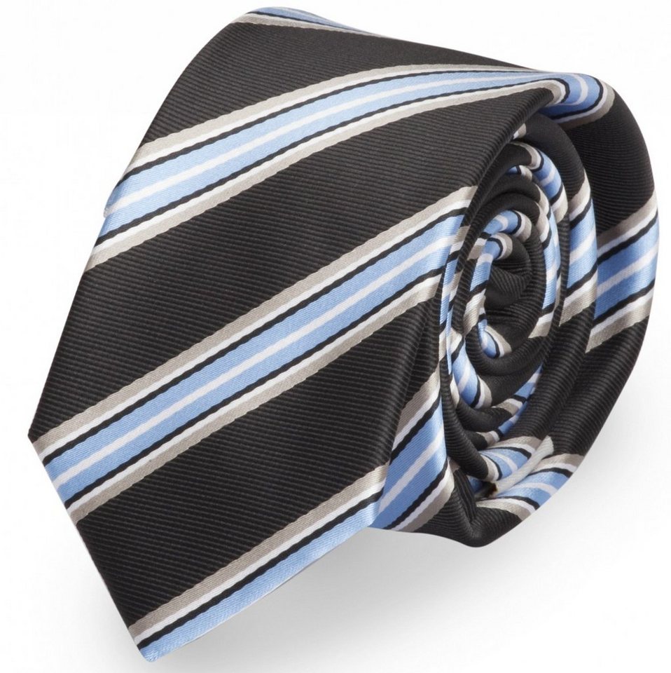 Fabio Farini Krawatte gestreifte Herren Krawatte - Tie mit Streifen in 6cm oder 8cm Breite (ohne Box, Gestreift) Breit (8cm), Blau/Grau/Schwarz/Weiß von Fabio Farini