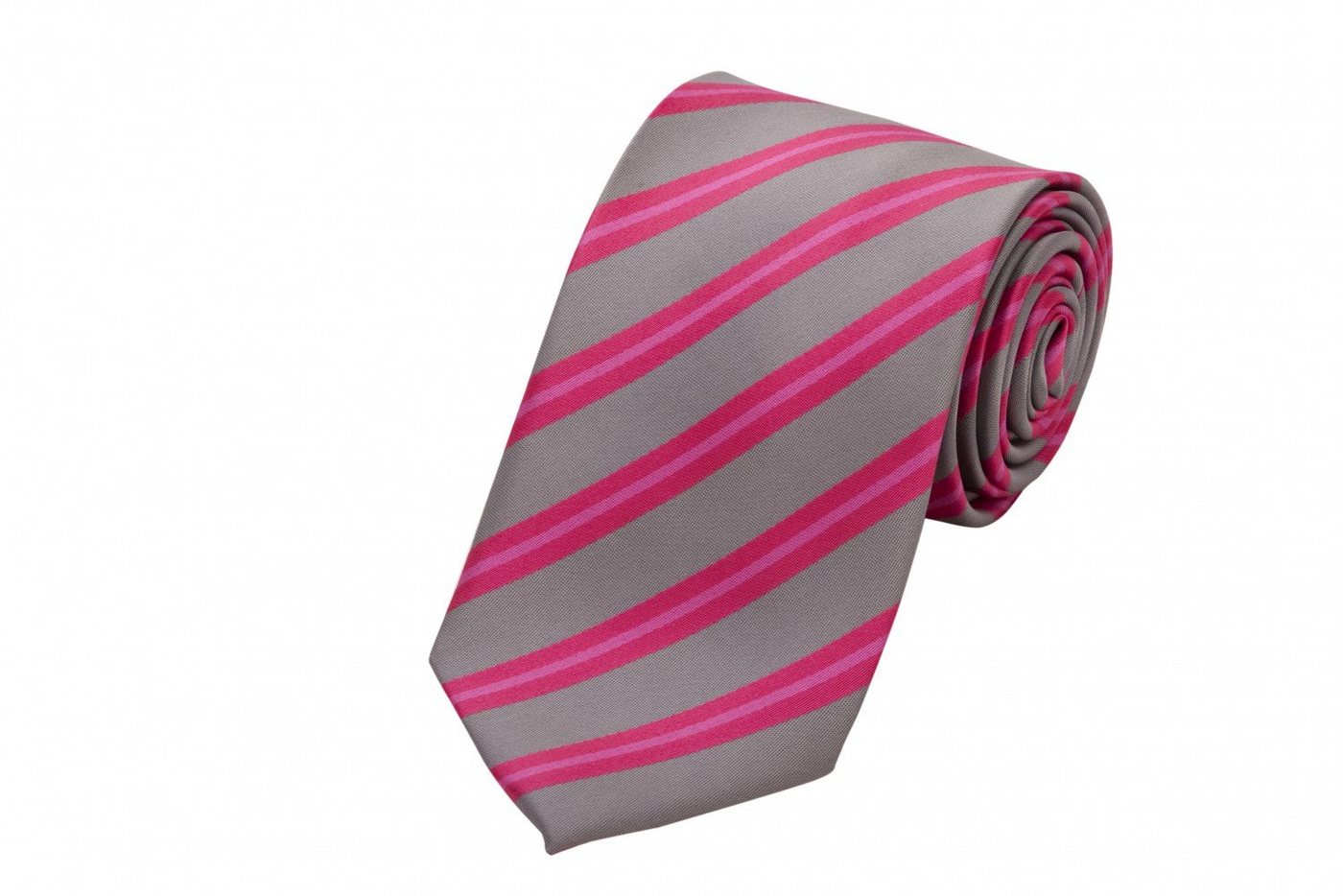 Fabio Farini Krawatte gestreifte Herren Krawatte - Tie mit Streifen in 6cm oder 8cm Breite (ohne Box, Gestreift) Schmal (6cm), Grau/Rosa von Fabio Farini