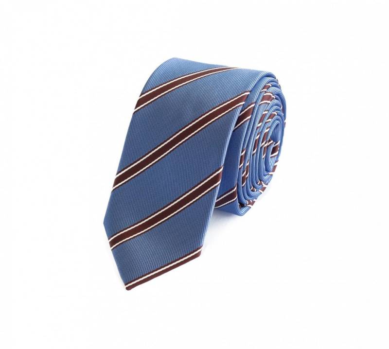 Fabio Farini Krawatte gestreifte Herren Krawatte - Tie mit Streifen in 6cm oder 8cm Breite (ohne Box, Gestreift) Breit (8cm), Hellblau/Braun/Weiß von Fabio Farini
