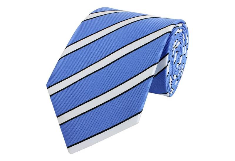 Fabio Farini Krawatte gestreifte Herren Krawatte - Tie mit Streifen in 6cm oder 8cm Breite (ohne Box, Gestreift) Schmal (6cm), Himmelblau/Weiß/Schwarz von Fabio Farini
