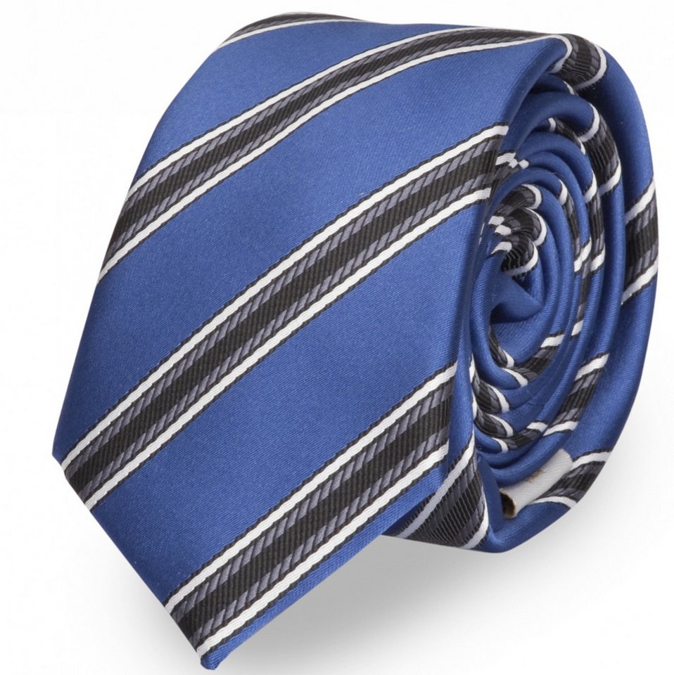 Fabio Farini Krawatte gestreifte Herren Krawatte - Tie mit Streifen in 6cm oder 8cm Breite (ohne Box, Gestreift) Schmal (6cm), Navyblau/Anthrazit/Silber/Schwarz/Weiß von Fabio Farini