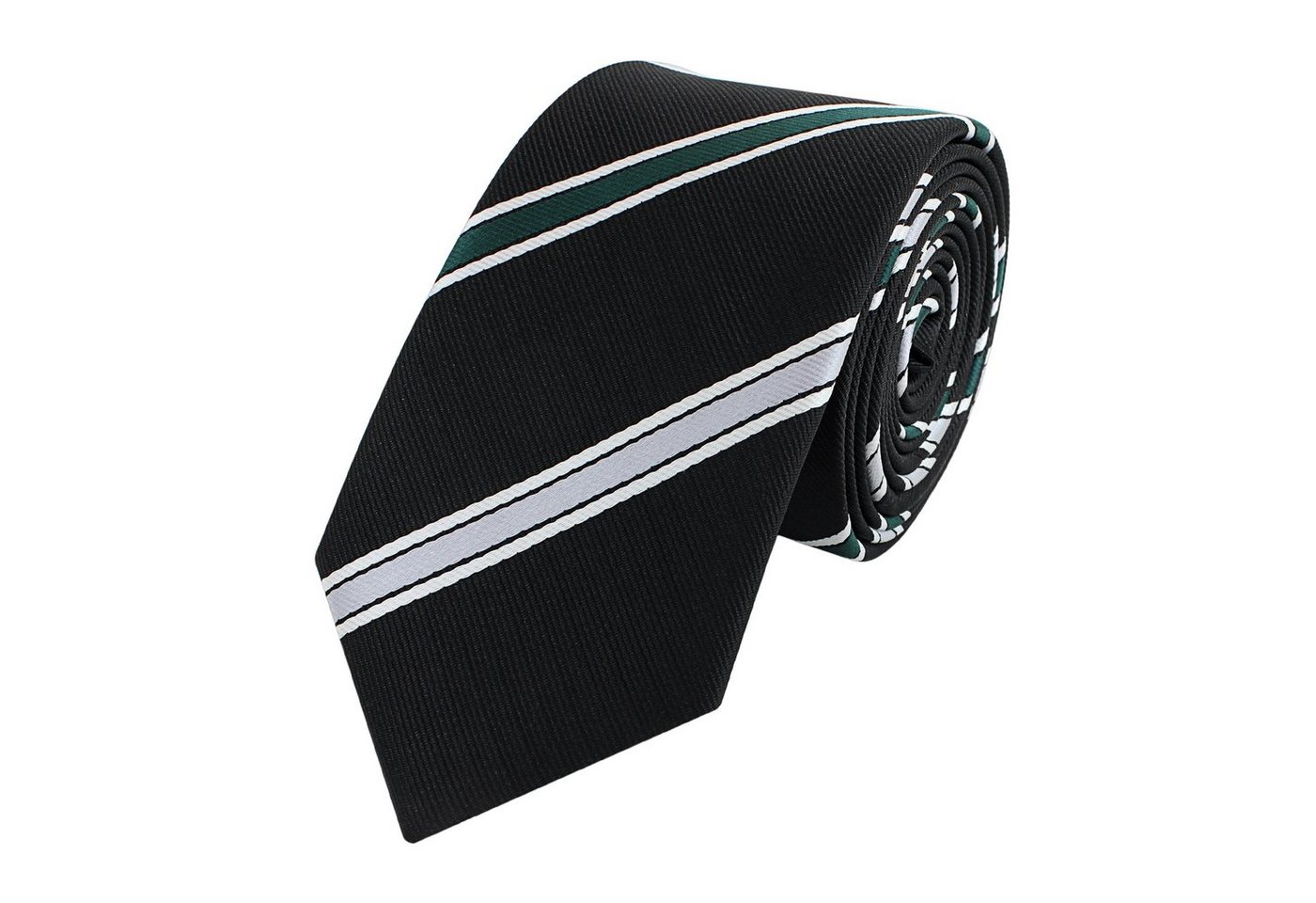 Fabio Farini Krawatte gestreifte Herren Krawatte - Tie mit Streifen in 6cm oder 8cm Breite (ohne Box, Gestreift) Schmal (6cm), Schwarz/Silber/Grün/Weiß von Fabio Farini