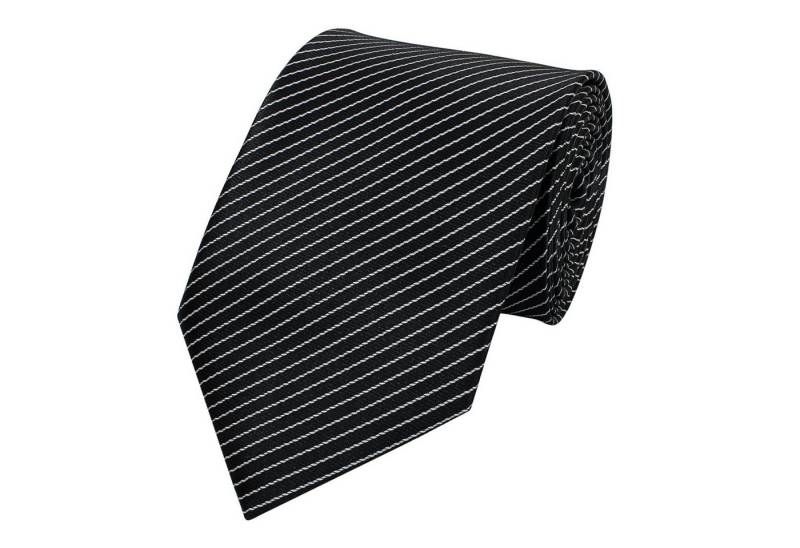 Fabio Farini Krawatte gestreifte Herren Krawatte - Tie mit Streifen in 6cm oder 8cm Breite (ohne Box, Gestreift) Breit (8cm), Schwarz/feine weiße Streifen von Fabio Farini