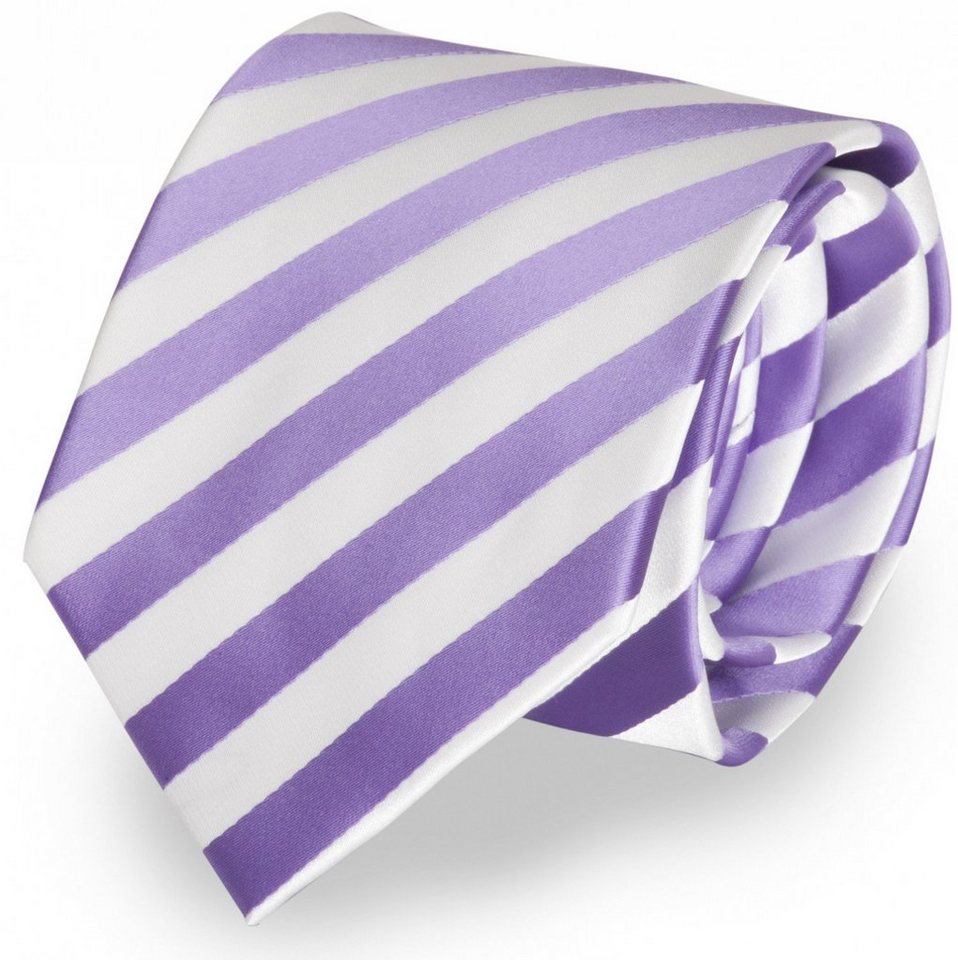 Fabio Farini Krawatte gestreifte Herren Krawatte - Tie mit Streifen in 6cm oder 8cm Breite (ohne Box, Gestreift) Schmal (6cm), Violett/Weiß von Fabio Farini