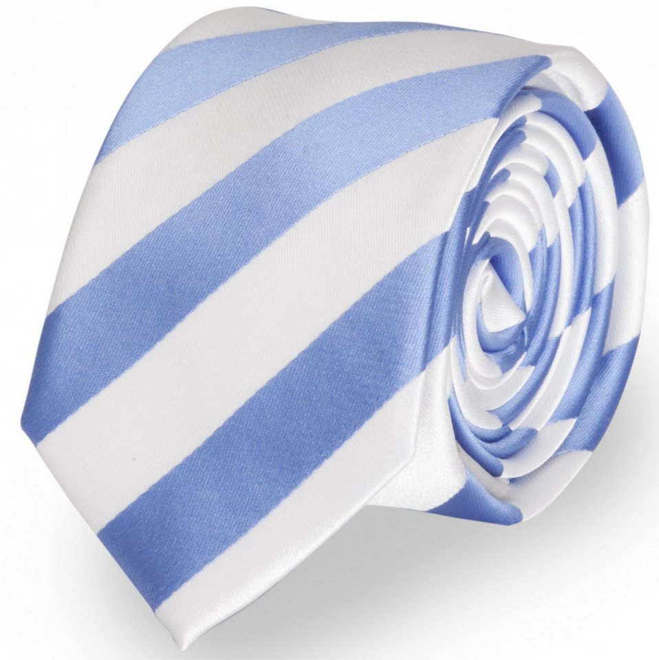 Fabio Farini Krawatte gestreifte Herren Krawatte - Tie mit Streifen in 6cm oder 8cm Breite (ohne Box, Gestreift) Schmal (6cm), Weiß/Perlblau von Fabio Farini