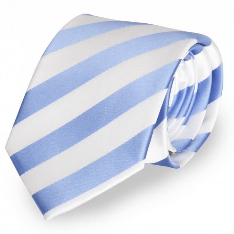 Fabio Farini Krawatte gestreifte Herren Krawatte - Tie mit Streifen in 6cm oder 8cm Breite (ohne Box, Gestreift) Schmal (6cm), Weiß/Perlblau von Fabio Farini