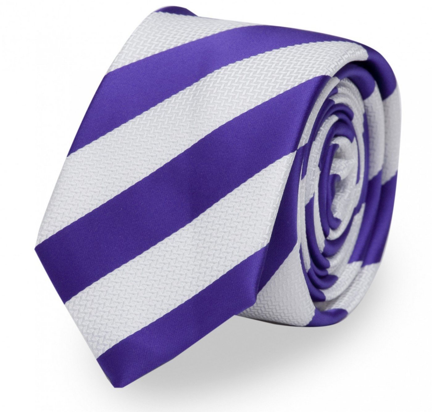 Fabio Farini Krawatte gestreifte Herren Krawatte - Tie mit Streifen in 6cm oder 8cm Breite (ohne Box, Gestreift) Schmal (6cm), Weiß/Violett von Fabio Farini