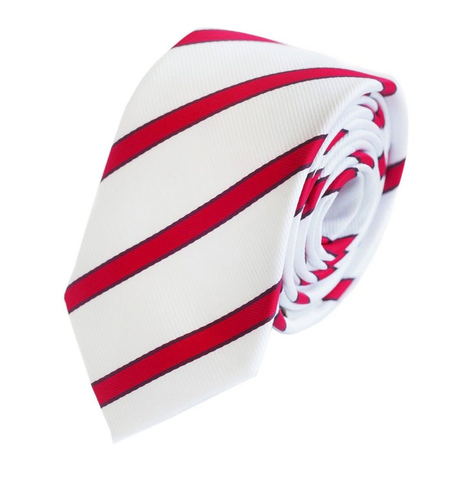 Fabio Farini Krawatte gestreifte Herren Krawatte - Tie mit Streifen in 6cm oder 8cm Breite (ohne Box, Gestreift) Schmal (6cm), Weiß/Weinrot/Signalrot von Fabio Farini