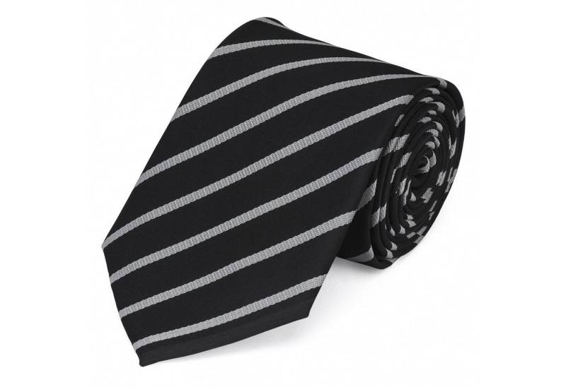 Fabio Farini Krawatte Herren Krawatte Schwarz - verschiedene Schwarze Männer Schlips in 8cm (Gestreift) Breit (8cm), Schwarz Silber - Darkest Hour/Drop Silver von Fabio Farini