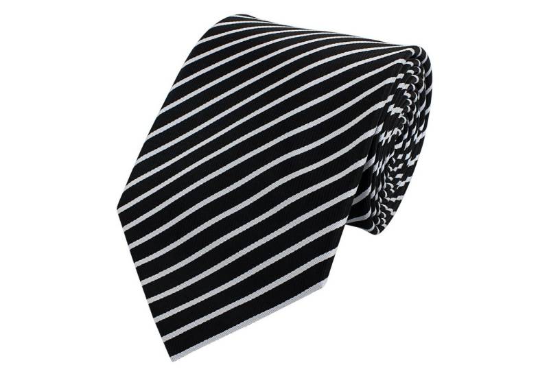 Fabio Farini Krawatte Schwarze Herren Krawatten - dunkle Schlips in 8cm Breite (ohne Box, Gestreift) Breit (8cm), Schwarz/weiße Streifen von Fabio Farini