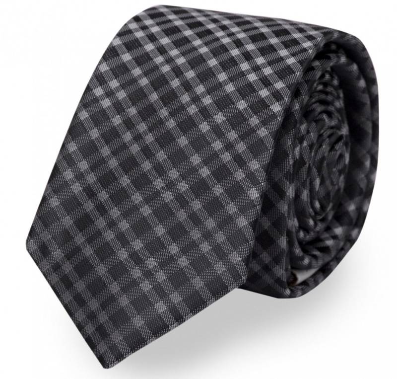 Fabio Farini Krawatte Schwarze Herren Krawatten - dunkle Schlips in 8cm Breite (ohne Box, Kariert) Breit (8cm), Schwarz/Anthrazit von Fabio Farini