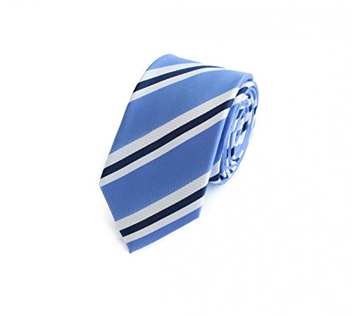 Fabio Farini - Modern gestreifte Herren Krawatte in 6cm - Passend fürs Büro zum Anzug durch Robuste Pflegeleichte Mikrofaser Blau Weiß Schwarz von Fabio Farini