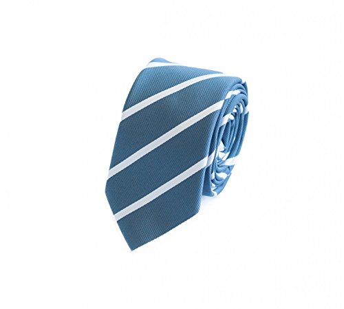 Fabio Farini - Modern gestreifte Herren Krawatte in 6cm - Passend fürs Büro zum Anzug durch Robuste Pflegeleichte Mikrofaser Weiß-blau von Fabio Farini