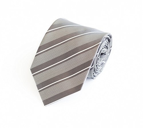 Fabio Farini - Modern gestreifte Herren Krawatte in 8cm Breite - Schlipse Passend fürs Büro zum Anzug durch Robuste Pflegeleichte Mikrofaser Silber Weiß kariert von Fabio Farini