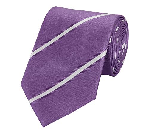 Fabio Farini - Modern gestreifte Herren Krawatte in 8cm Breite - Schlipse Passend fürs Büro zum Anzug durch Robuste Pflegeleichte Mikrofaser Violett Weiß von Fabio Farini