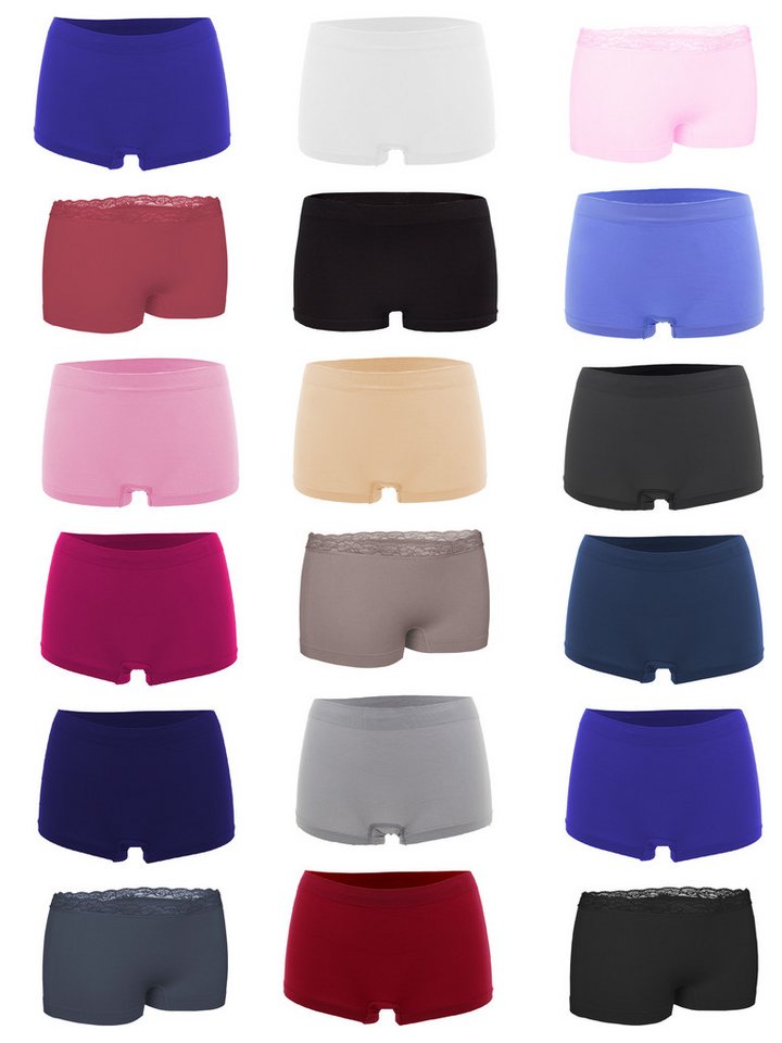 Fabio Farini Panty Damen Hotpants Unterhosen - Frauen Boxershorts Seamless (Spar-Set, 12-St) angenehmes Tragegefühl ohne Nähte, zufällig ausgewählte Farben von Fabio Farini