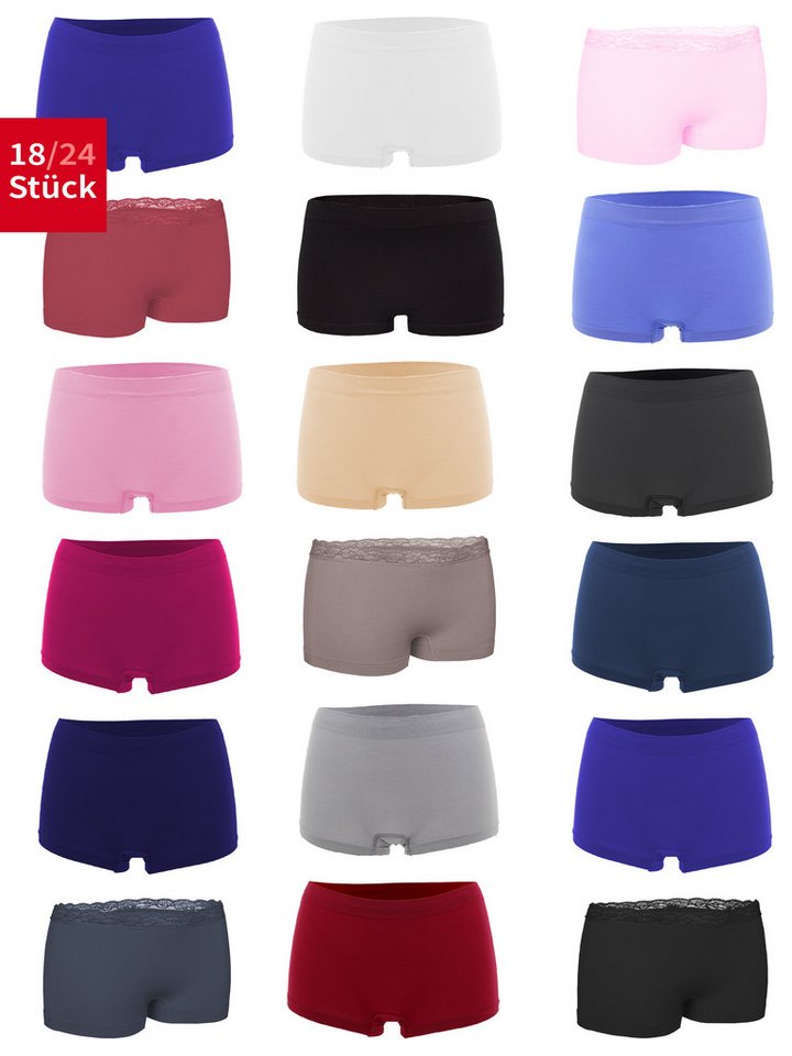 Fabio Farini Panty Damen Hotpants Unterhosen - Frauen Boxershorts Seamless (Spar-Set, 18-St) angenehmes Tragegefühl ohne Nähte, zufällig ausgewählte Farben von Fabio Farini