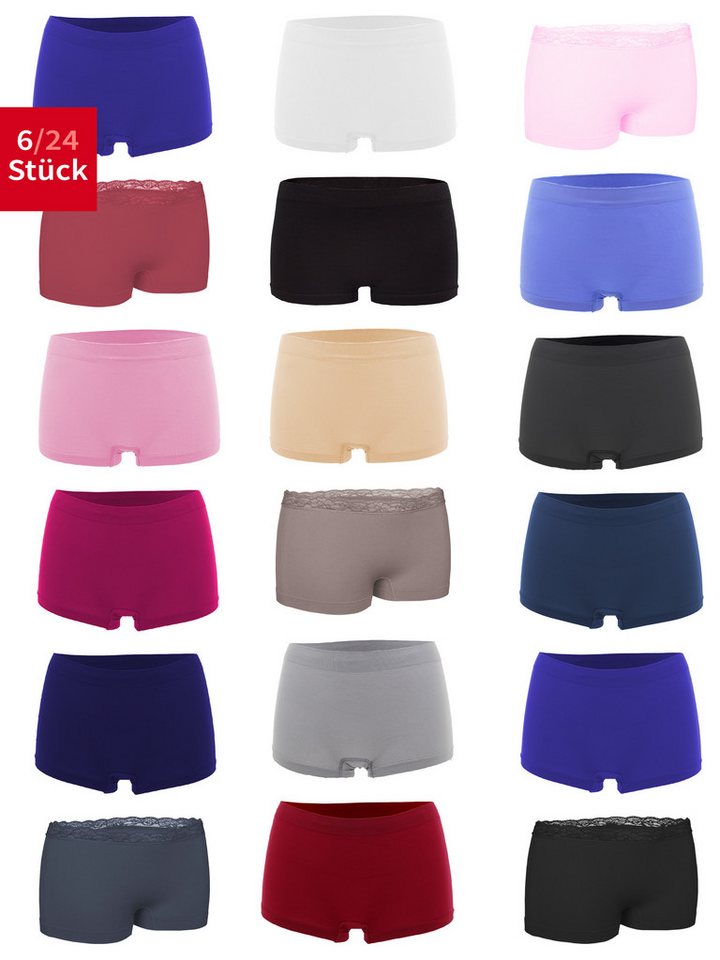 Fabio Farini Panty Damen Hotpants Unterhosen - Frauen Boxershorts Seamless (Spar-Set, 6-St) angenehmes Tragegefühl ohne Nähte, zufällig ausgewählte Farben von Fabio Farini