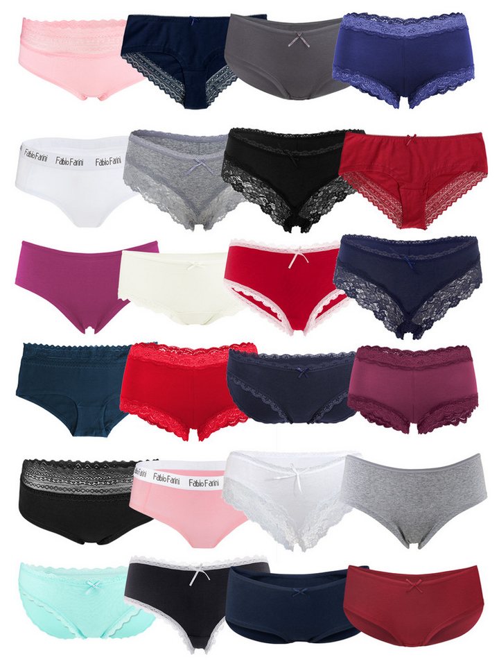 Fabio Farini Panty Frauen Unterwäsche - Mehrpack Damen Unterhosen (Spar-Set, 10-St) im sportlichen Look mit Spitze oder Schlicht, zufällige Farben von Fabio Farini