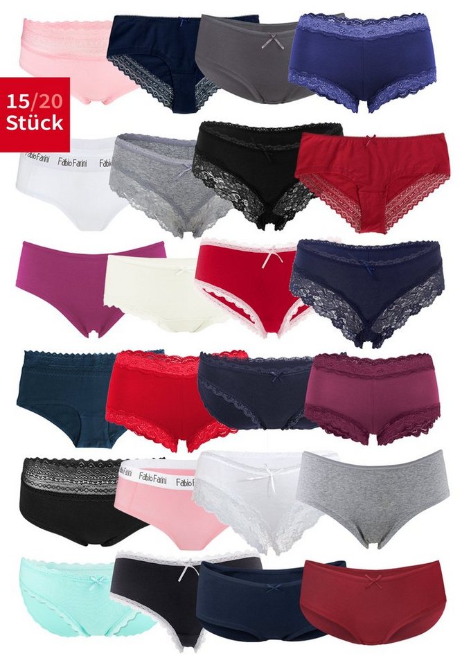 Fabio Farini Panty Frauen Unterwäsche - Mehrpack Damen Unterhosen (Spar-Set, 15-St) im sportlichen Look mit Spitze oder Schlicht, zufällige Farben von Fabio Farini