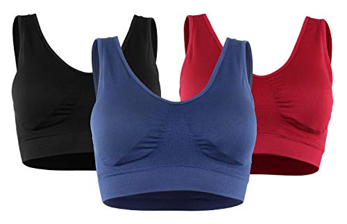 Fabio Farini - Sport BH Bustier nahtlos 1er und 3er Pack Seamless ohne Bügel, bügellos Größe XL, Farbe Mehrfarbig von Fabio Farini