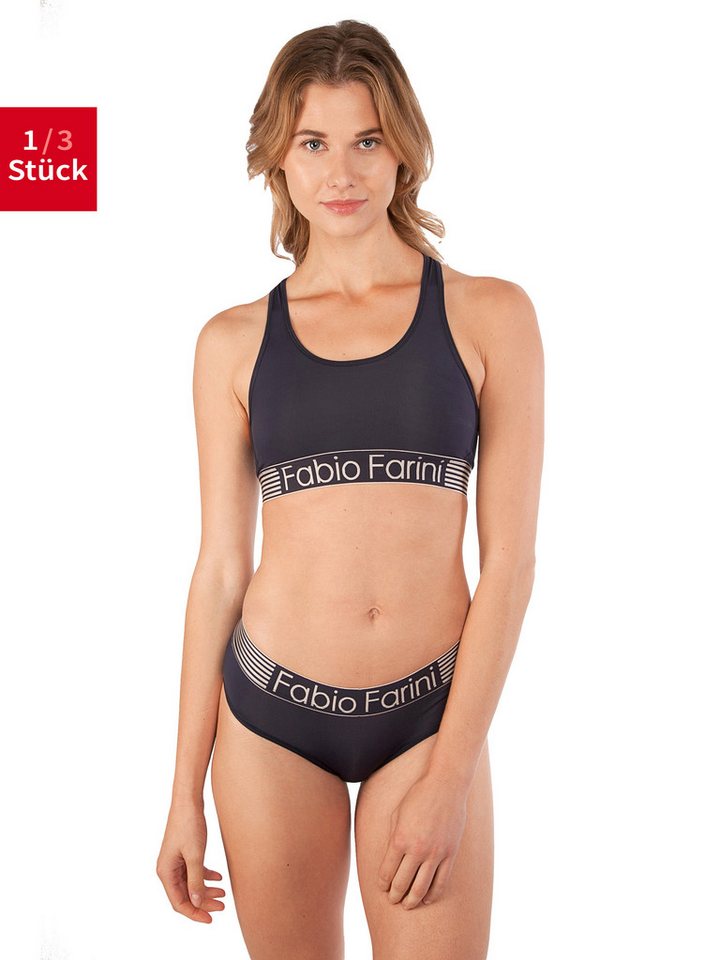 Fabio Farini Sport-BH Damen Unterwäsche - nahtlose Sport-Bustier aus Baumwolle (Set, 1-tlg., mit Panty) bügellos, mit Mesheinsatz im Rücken und Logo-Bund von Fabio Farini