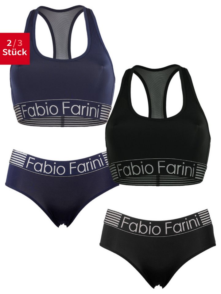 Fabio Farini Sport-BH Damen Unterwäsche - nahtlose Sport-Bustier aus Baumwolle (Set, 2-tlg., mit Panty) bügellos, mit Mesheinsatz im Rücken und Logo-Bund von Fabio Farini