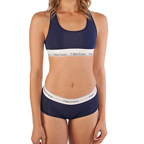 Fabio Farini Sport-BH Set, Racerback-BH und passende Panty in Schwarz oder Marineblau Blau 2 S von Fabio Farini