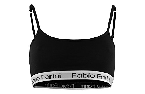 Fabio Farini Sport-BH Sports-Bra mit breitem Unterbrustband und Spaghetti-Trägern, in 3 Farben Schwarz S von Fabio Farini