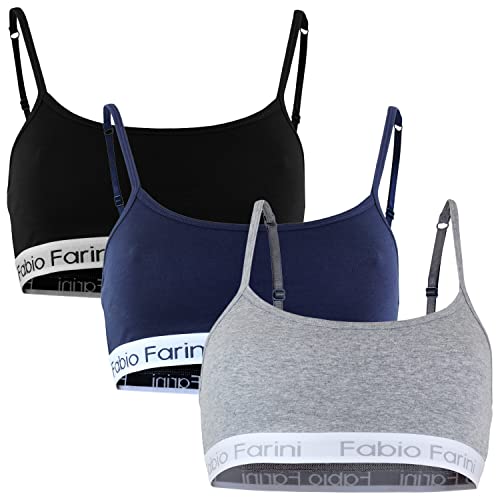 Fabio Farini Sport-BH Sports-Bra mit breitem Unterbrustband und Spaghetti-Trägern, in 3 Farben 3er Pack S von Fabio Farini