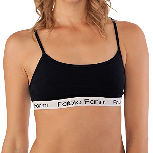 Fabio Farini Sport-BH Sports-Bra mit breitem Unterbrustband und Spaghetti-Trägern, in 3 Farben Schwarz S von Fabio Farini