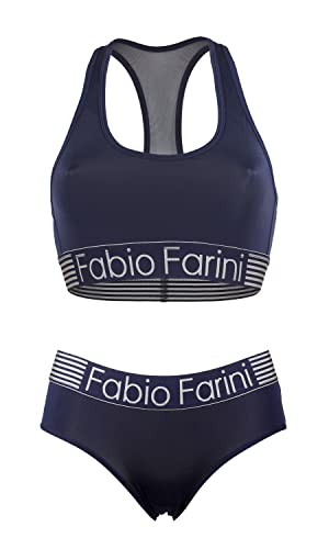 Fabio Farini Sport-BH Set, Racerback-BH und passende Panty in Schwarz oder Marineblau Blau 1 S von Fabio Farini