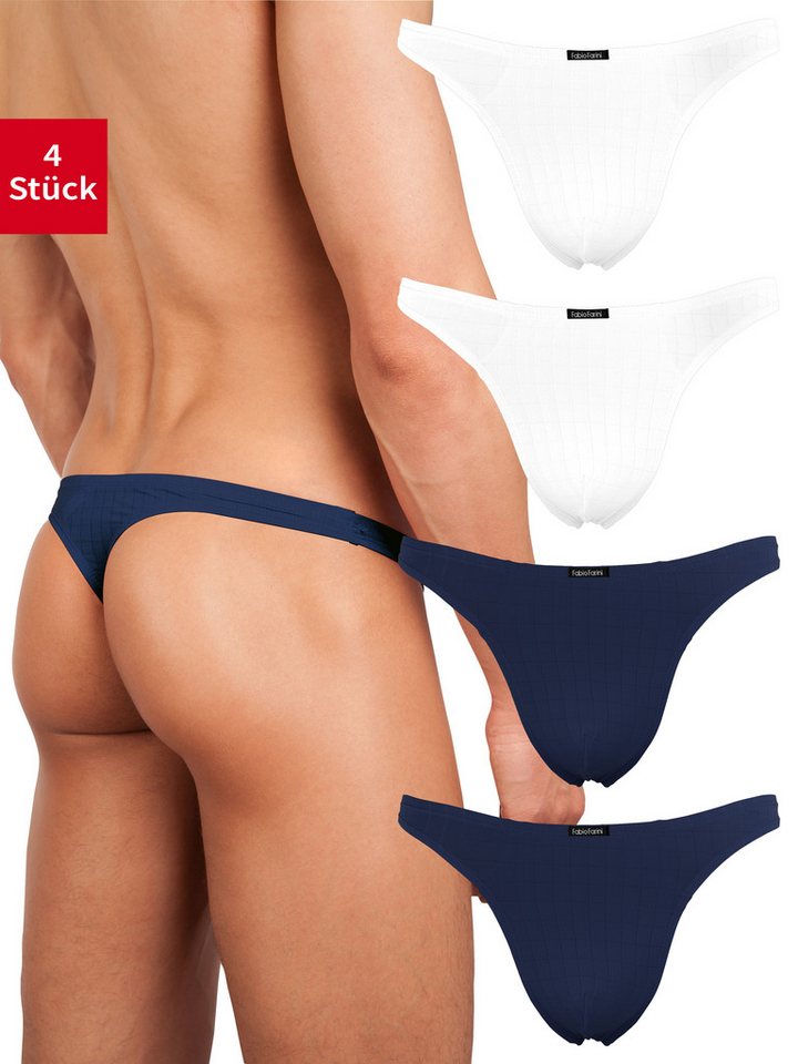 Fabio Farini String Herren Unterhosen - Männer Tangas aus atmungsaktiver Mikrofaser (4-St) im sportlichen Look mit Karo-Muster von Fabio Farini