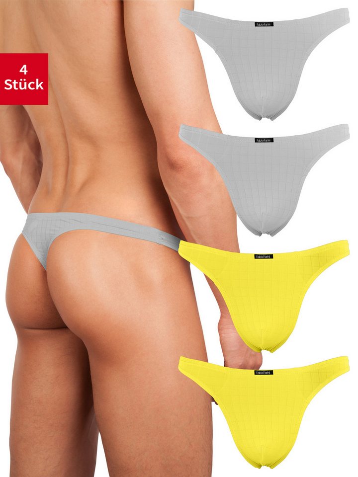 Fabio Farini String Herren Unterhosen - Männer Tangas aus atmungsaktiver Mikrofaser (4-St) im sportlichen Look mit Karo-Muster von Fabio Farini