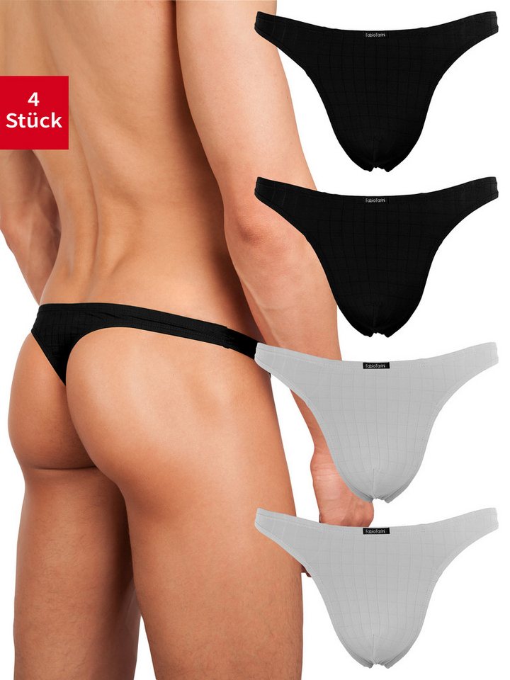 Fabio Farini String Herren Unterhosen - Männer Tangas aus atmungsaktiver Mikrofaser (4-St) im sportlichen Look mit Karo-Muster von Fabio Farini