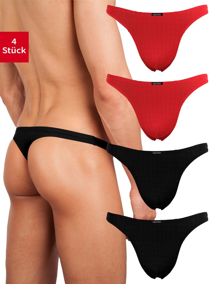 Fabio Farini String Herren Unterhosen - Männer Tangas aus atmungsaktiver Mikrofaser (4-St) im sportlichen Look mit Karo-Muster von Fabio Farini