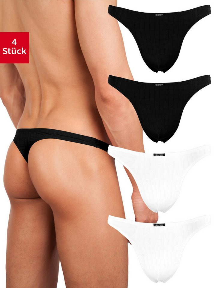 Fabio Farini String Herren Unterhosen - Männer Tangas aus atmungsaktiver Mikrofaser (4-St) im sportlichen Look mit Karo-Muster von Fabio Farini