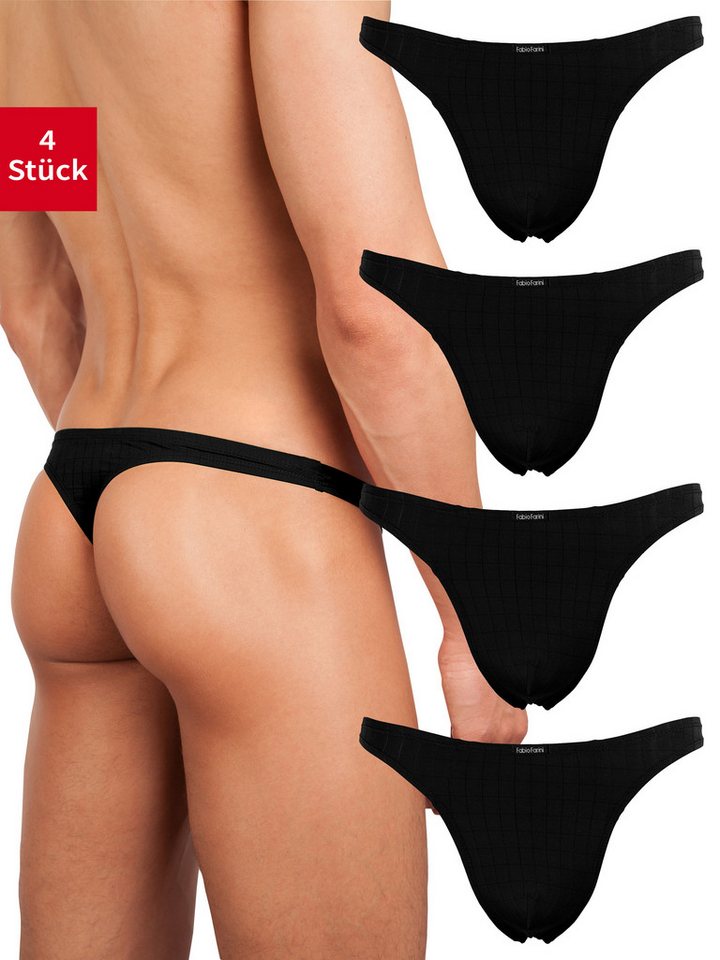 Fabio Farini String Herren Unterhosen - Männer Tangas aus atmungsaktiver Mikrofaser (4-St) im sportlichen Look mit Karo-Muster von Fabio Farini