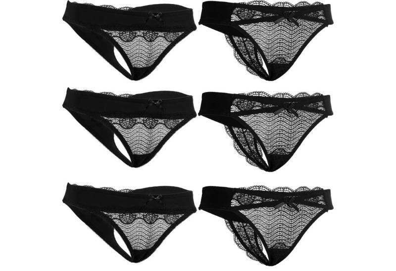 Fabio Farini Tanga Damen String Tanga für Frauen - Höschen Set mit transparenter Spitze (Packung, 6-St) Reizwäsche Unterhosen von Fabio Farini