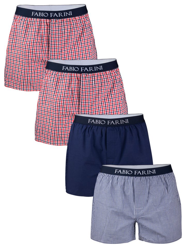 Fabio Farini Webboxer Herren Unterhosen - Männer Boxershorts (4-St) bequeme, weite Passform mit verdeckter Knopfleiste von Fabio Farini