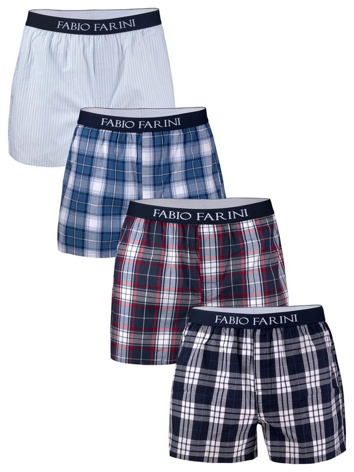 Fabio Farini Webboxer Herren Unterhosen - Männer Boxershorts (4-St) bequeme, weite Passform mit verdeckter Knopfleiste von Fabio Farini