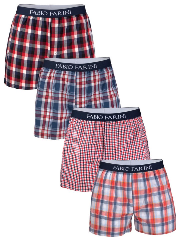 Fabio Farini Webboxer Herren Unterhosen - Männer Boxershorts (4-St) bequeme, weite Passform mit verdeckter Knopfleiste von Fabio Farini