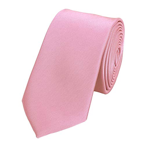 Fabio Farini - einfarbige elegante Unicolor Krawatten für Herren - 6cm/8cm zur Auswahl Rosa Schmal (6cm) von Fabio Farini