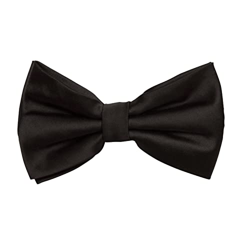 Fabio Farini - schwarze Herren Fliege vorgebunden & verstellbar, klassische Schleife in unifarben, Querbinder für feierliche Anlässe, Schwarz glänzend von Fabio Farini