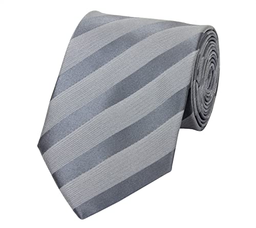 Fabio Farini - Modern gestreifte Herren Krawatte in 8cm Breite - Schlipse Passend fürs Büro zum Anzug durch Robuste Pflegeleichte Mikrofaser Silber Grau von Fabio Farini