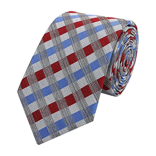 Fabio Farini - Moderne Herren Krawatte kariert in 6cm Breite - Schlipse mit Karomuster für jeden Anlass Mehrfarbig Rot Blau Grau Weiß von Fabio Farini